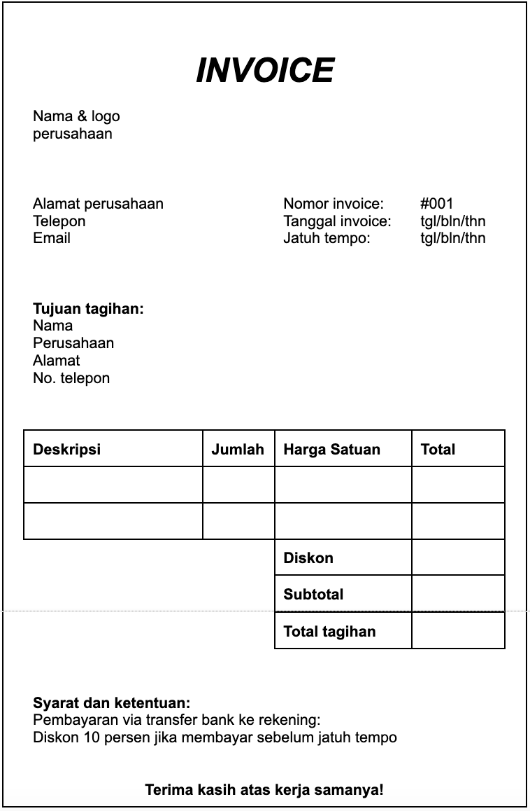 6 Contoh Invoice Yang Perlu Anda Ketahui Dan Templatnya